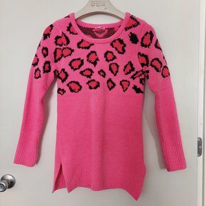 Betsey Johnson Cozy Knit Neon Pink Animal Print Punk Sweater